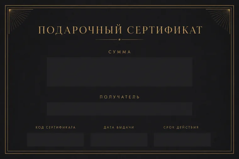 Шаблон сертификата «Тёмный премиум» — чёрный фон с золотой рамкой